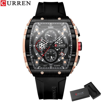 CURREN Orologio da uomo alla moda, marchio unico, design quadrato, lusso, nastro sportivo al quarzo, orologi da uomo impermeabili platinumshop