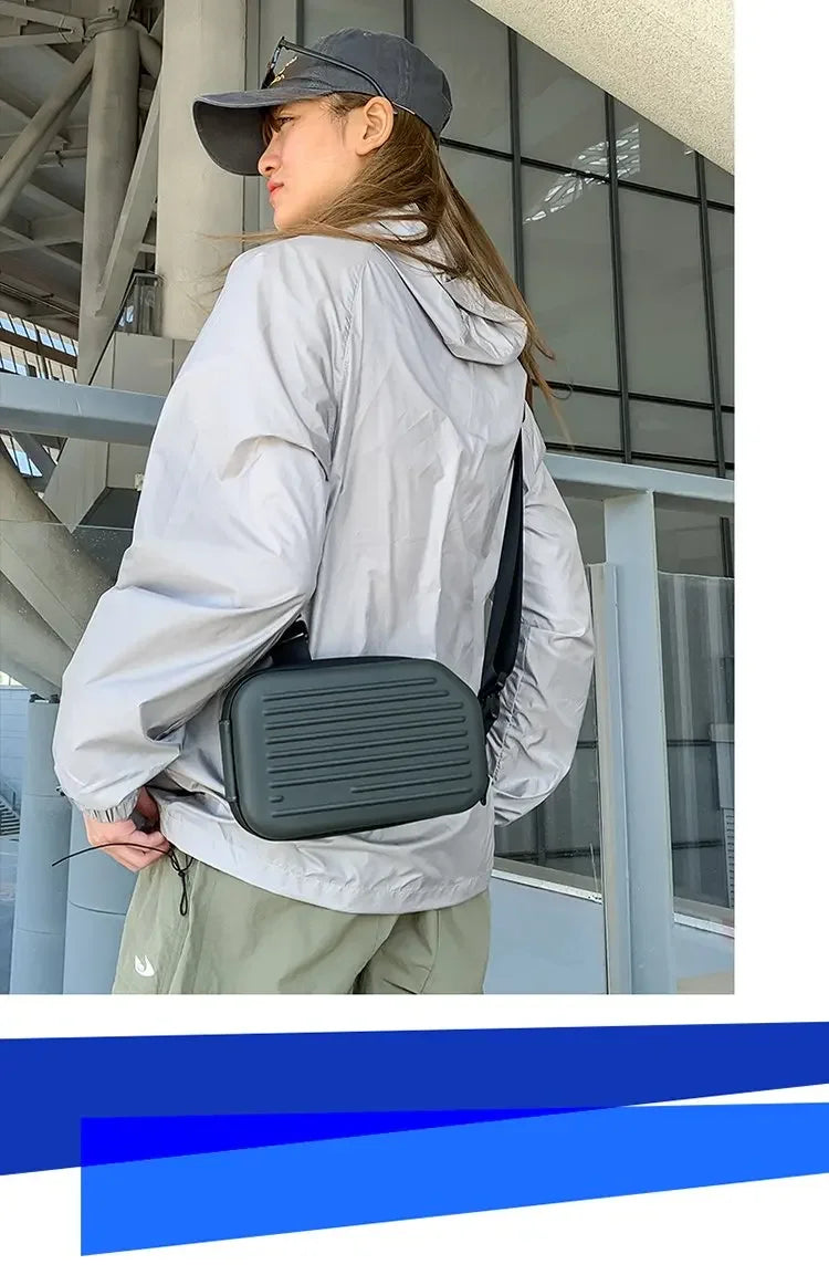 Borsa a tracolla rigida nera, leggera e portatile, per adulti, ideale per il trasporto quotidiano, lo shopping, le brevi camminate all'aperto e l'uso quotidiano.