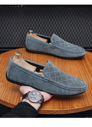 STRONGSHEN scarpe da uomo Casual Luxury Brand Slip on mocassini vuoti in pelle scamosciata mocassini da uomo estate traspirante scarpe da guida da uomo italiane