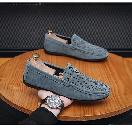 STRONGSHEN scarpe da uomo Casual Luxury Brand Slip on mocassini vuoti in pelle scamosciata mocassini da uomo estate traspirante scarpe da guida da uomo italiane