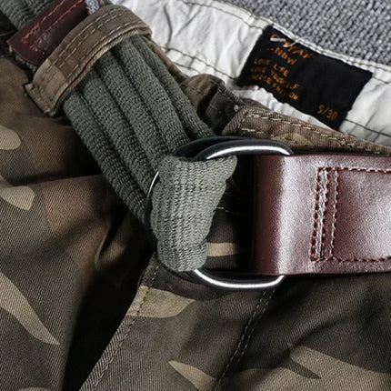Heavyweight Camouflage Pants Men Clothing Multi-pockets Solid Color Patchworked Outdoor Trousers Retro Cargo Casual Wear Jogger
