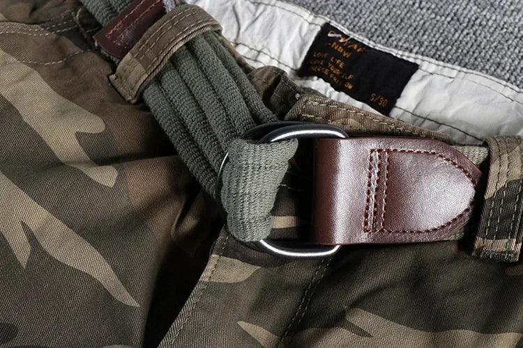 Heavyweight Camouflage Pants Men Clothing Multi-pockets Solid Color Patchworked Outdoor Trousers Retro Cargo Casual Wear Jogger