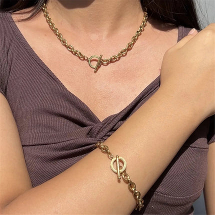 Set di gioielli con ginocchiera in acciaio inossidabile di nuovo stile per uomo e donna, set di bracciali e collane con catena a maglie platinumshop