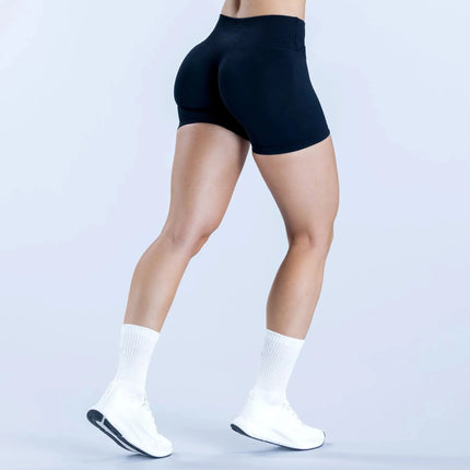 Nuovi Pantaloncini Sportivi da Donna Senza Cuciture, Tinta Unita, con Vita Piegata, Effetto Push-Up, Aderenti, Traspiranti, per Yoga e Sport
