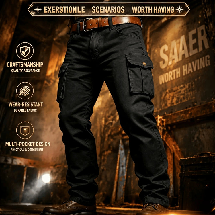2026 Cotton Men's Pants Large Size Multi-pocket Loose Overalls Outdoor Sports Training Jogging Casual Pants Loose Comfortable