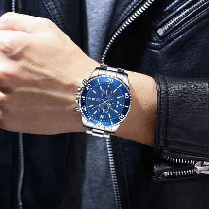 Orologi da lavoro da uomo di lusso Orologio da uomo al quarzo argento Orologio luminoso maschile platinumshop