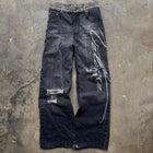 Jeans con orlo a stampa leopardata, stile casual americano anni 2000, a vita alta, gamba dritta e larga, abbigliamento femminile retrò Harajuku