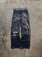 Jeans con orlo a stampa leopardata, stile casual americano anni 2000, a vita alta, gamba dritta e larga, abbigliamento femminile retrò Harajuku