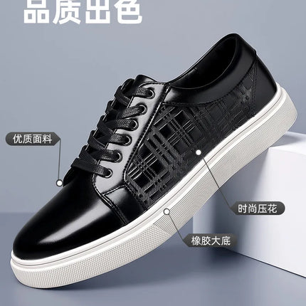Daily Men's Luxury Brand Shoes Casual Blue Black Sneakers Shoes Man Lace-up Comfortable Leather Flat Shoes