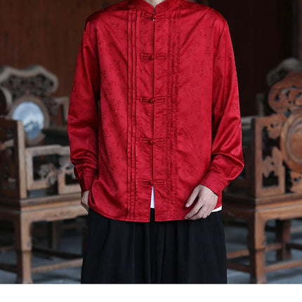 Camicie con stampa Abito tradizionale cinese Tang Camicie comode e traspiranti retrò Kung Fu Tai Chi Camicette casual Abbigliamento da uomo