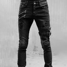 Zipper Decoration Slim Fit Biker Jeans Men Cotton Stretchy Ripped Skinny Jeans High Quality Hip Hop Black Oversize Denim Pants PlatiNum