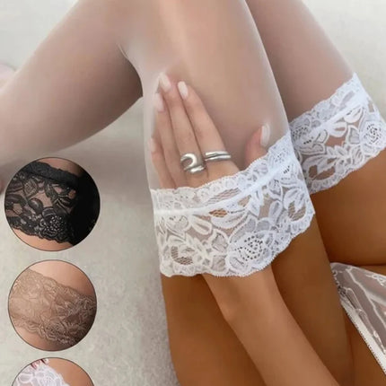 Calze lunghe sopra il ginocchio taglie forti da donna, antiscivolo in silicone, in pizzo, trasparenti, per donne e ragazze, calze lunghe 2026