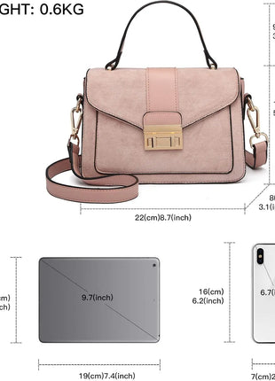 Elegante borsa da donna KONO in similpelle PVC, tracolla rimovibile, diverse modalità di trasporto, dimensioni compatte 22×8×15 cm, perfetta per tutti i giorni e per il lavoro.