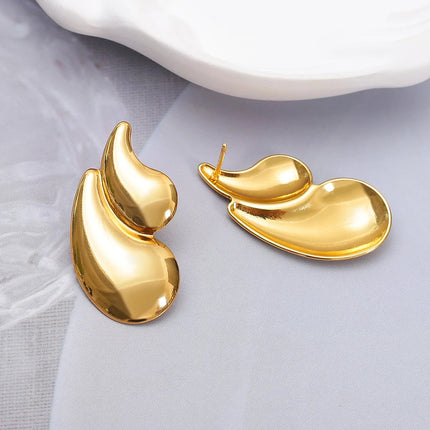 Orecchini Geometrici a Goccia d'Acqua in Acciaio Inossidabile per Donna, Eleganti Vintage Placcati Oro, Gioielli da Indossare Quotidianamente platinumshop