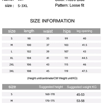 New vintage casual loose fit men's jeans with high street style straight leg denim pants for teenagers, torn knees and damaged PlatiNum