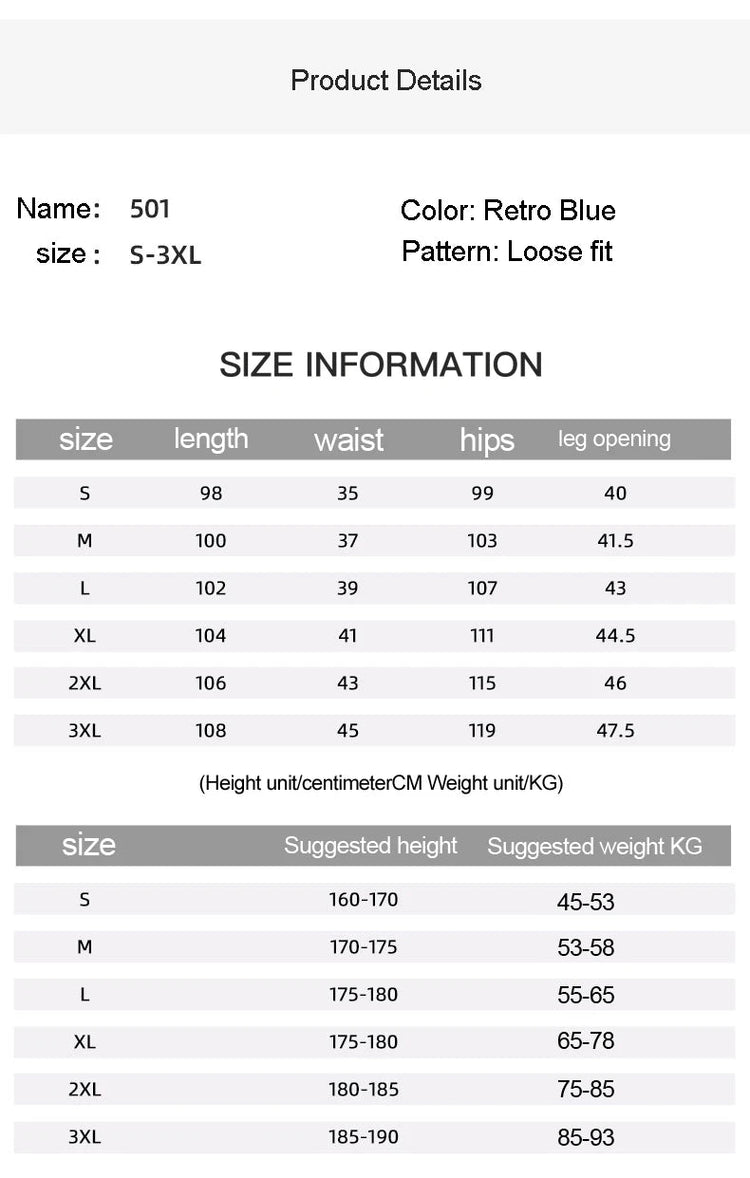 New vintage casual loose fit men's jeans with high street style straight leg denim pants for teenagers, torn knees and damaged PlatiNum