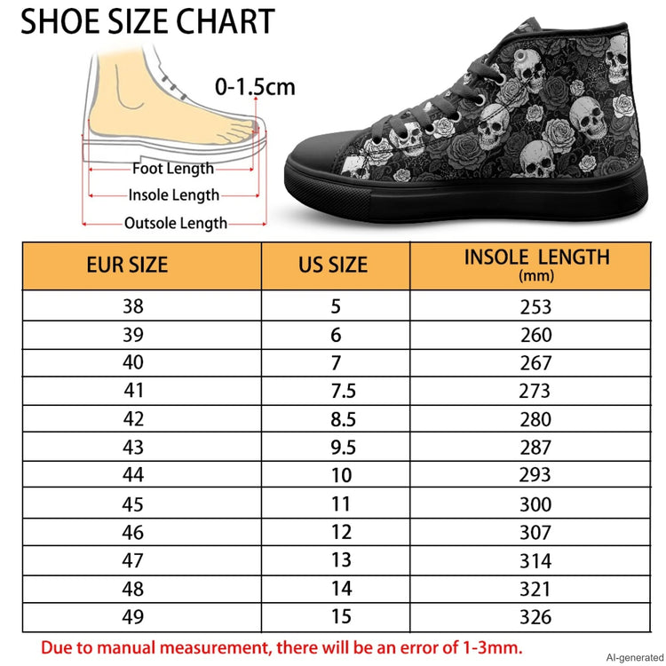 XIXIRIMIDO Red Canvas Sneakers Men New Canvas Sneakers Halloween Shoes Woman Comfortable High-Top Canvas Shoes Skull Pattern
