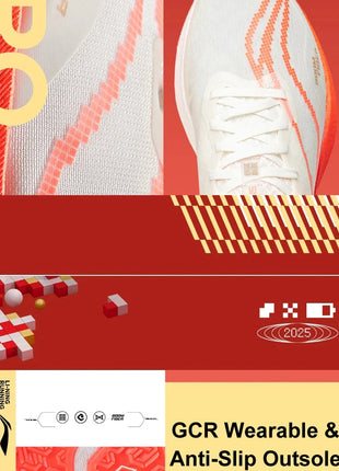 Li-Ning Men's RED HARE 8 PRO Racing Running Shoes BOOM FIBER Cushion Stable Sport Shoes Anti-Slip Wearable Sneakers ARPV003 PlatiNum