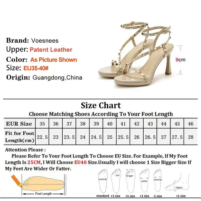 Sandali Estivi da Donna con Rivetti Colorati, Punta Tonda, Tacco Sottile 9cm, Cinturino alla Caviglia, Fascia Stretta Dritta, Scarpe Eleganti da Donna platinumshop