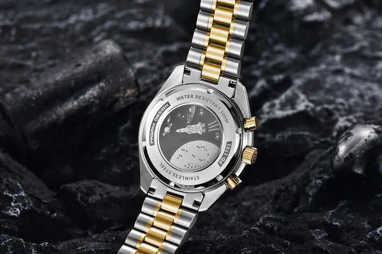 PAGANI DESIGN 500 Orologio da Uomo di Lusso con Tachimetro Circolare, Cronografo Sportivo, Vetro Zaffiro AR, Movimento Giapponese, Acciaio 316L, Luminoso