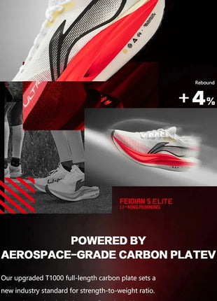 Li-Ning Unisex FEIDIAN 5 ELITE Racing Running Shoes SUPER BOOM LiNing CARBON-FIBER PLATE Shoes Anti-Slip Sneakers ARMV003 PlatiNum
