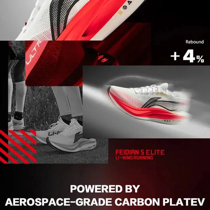 Li-Ning Unisex FEIDIAN 5 ELITE Racing Running Shoes SUPER BOOM LiNing CARBON-FIBER PLATE Shoes Anti-Slip Sneakers ARMV003 PlatiNum
