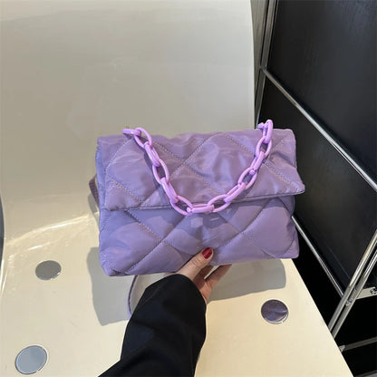 Yogodlns Large Capacity Crossbody Square Bags Casual Chain Women Underarm Bags Fashion Quilted All-match Winter Simple Shopping