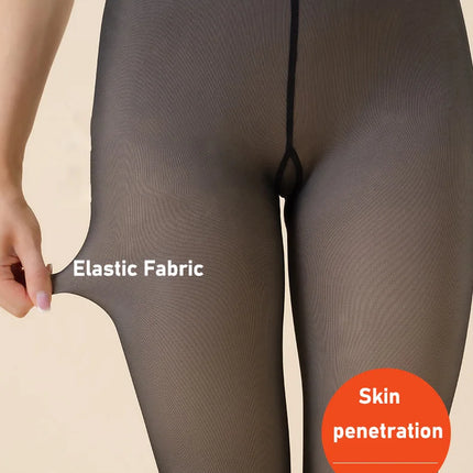 Women's Thermal Tights Fleece Lined Warm Winter High Waist Sexy Translucent Black Tights Thermal Legging Tights for Women
