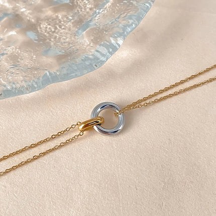 eManco Stainless Steel two-color pendant Necklaces For Women Chokers Trend Fashion Festival Party Gift Jewelry PlatiNum