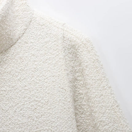 HH Women's 2025 New Solid Wool Blended Stand Collar Concealed Button Cape Jacket Female Fashion Versatile Temperament Jacket