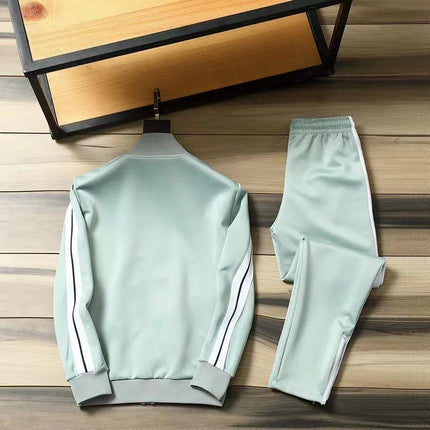 European and American new leisure sports suit men and women high-end fashion space cotton cardigan fashion two-piece large size PlatiNum
