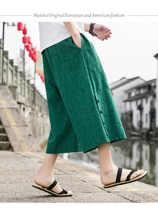Pantaloni da samurai giapponesi Kimono da uomo Pantaloni casual in cotone retrò da uomo Pantaloni larghi casual Hip Hop Harajuku di alta qualità da uomo