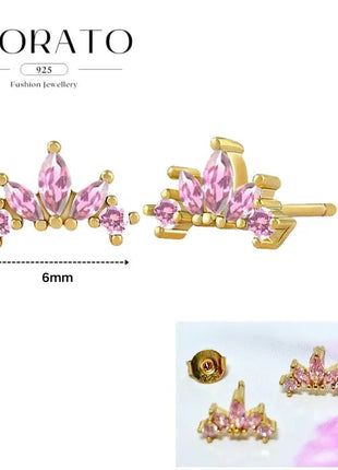 Lussuosa geometria 925 orecchio in argento sterling Ago rosa serie zircone orecchini a cerchio pendenti dolce moda regali di gioielli da sposa platinumshop