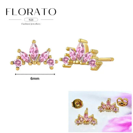 Lussuosa geometria 925 orecchio in argento sterling Ago rosa serie zircone orecchini a cerchio pendenti dolce moda regali di gioielli da sposa platinumshop