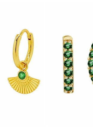 925 Sterling Silver Needle Green Zircon Gold Earrings Heart Hoop Earrings for Women Delicate Stud Earrings Luxury Jewelry Gifts PlatiNum