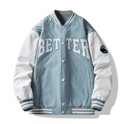 Men Varsity Baseball Bomber Jacket Hip Hop Harajuku Bone Letter Patchwork Leather Jackets Streetwear Women Unisex College Coats