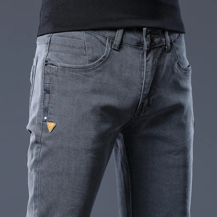 ICPANS Skinny Denim Jeans Men Slim Fit Stretch Mens Jeans Pant Gray Blue 2025 New PlatiNum