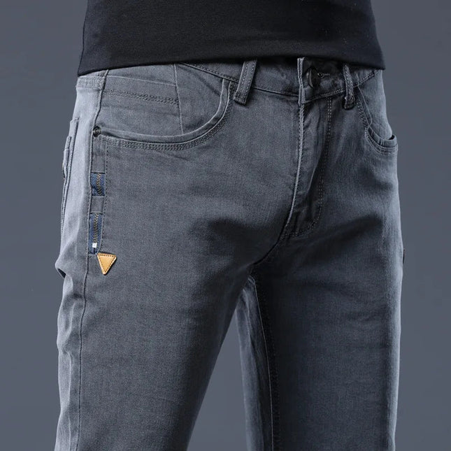 ICPANS Skinny Denim Jeans Men Slim Fit Stretch Mens Jeans Pant Gray Blue 2025 New PlatiNum