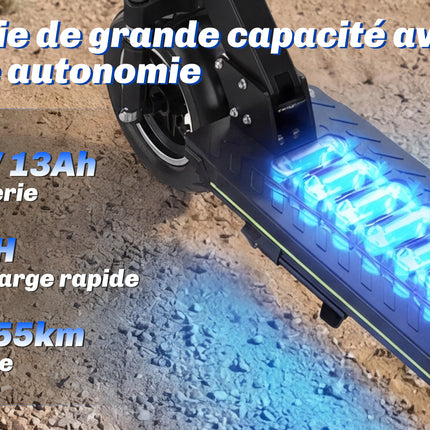 Monopattino Elettrico TODIMART D6 per Adulti, Pneumatici Fuoristrada da 10 Pollici, Autonomia 45-50KM, Batteria 48V 13AH, Motore 500W, Monopattino Elettrico Pieghevole, Doppi Freni e Sospensioni, 3 Modalità di Velocità