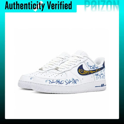Nike Air Force 1 Skate Shoes Men's Low-top Blue/Gold/White CW2288-111（Team1529-）
