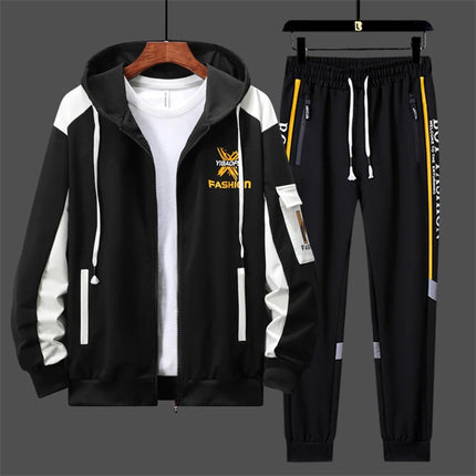 2027 New Style Men Cardigan and Pants Casual 2 Piece Set Sportswear Spring and Autumn Men's Clothing Printed Tracksuits Hoodies