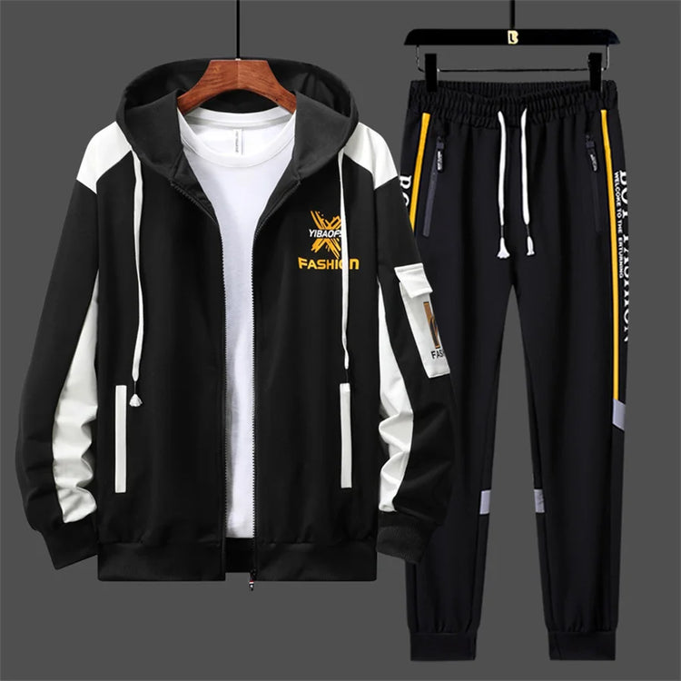 2027 New Style Men Cardigan and Pants Casual 2 Piece Set Sportswear Spring and Autumn Men's Clothing Printed Tracksuits Hoodies