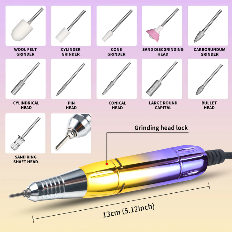 45000RPM Electric Nail Drill Professional Rechargeable Machine Low Noise Nails Sander File Polishing Set For Manicure Salon Tool