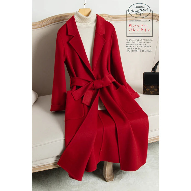 New Arrival Fashion Autumn and Winter Double-sided Cashmere Coat Slim Fit and Slimming, Wool Woolen Coat Trend Size S M L XL 2XL