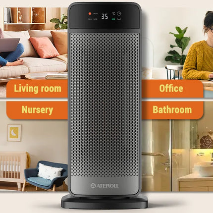 Portable Electric Heater with Remote Control 2000W PTC Ceramic Space Heater 16inch Oscillating Instant Warmth Quiet Air Blower Fan V0-Grade Fireproof Materials Overheat Protection Tilting Protection Home Appliance for Bedroom