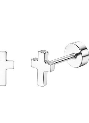 Florideco 1 paio di orecchini a bottone ipoallergenici con retro piatto per donna uomo orecchini a bottone per cartilagine in acciaio inossidabile chirurgico platinumshop