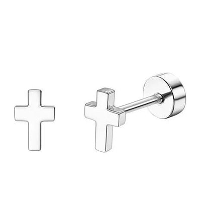 Florideco 1 paio di orecchini a bottone ipoallergenici con retro piatto per donna uomo orecchini a bottone per cartilagine in acciaio inossidabile chirurgico platinumshop