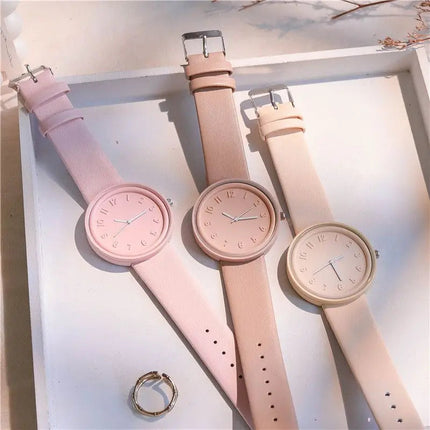 Simple Fashion Makaron Simple Women Watch Ins High Beauty Student uomo e donna Style Round Leisure Vintage orologio da polso al quarzo platinumshop
