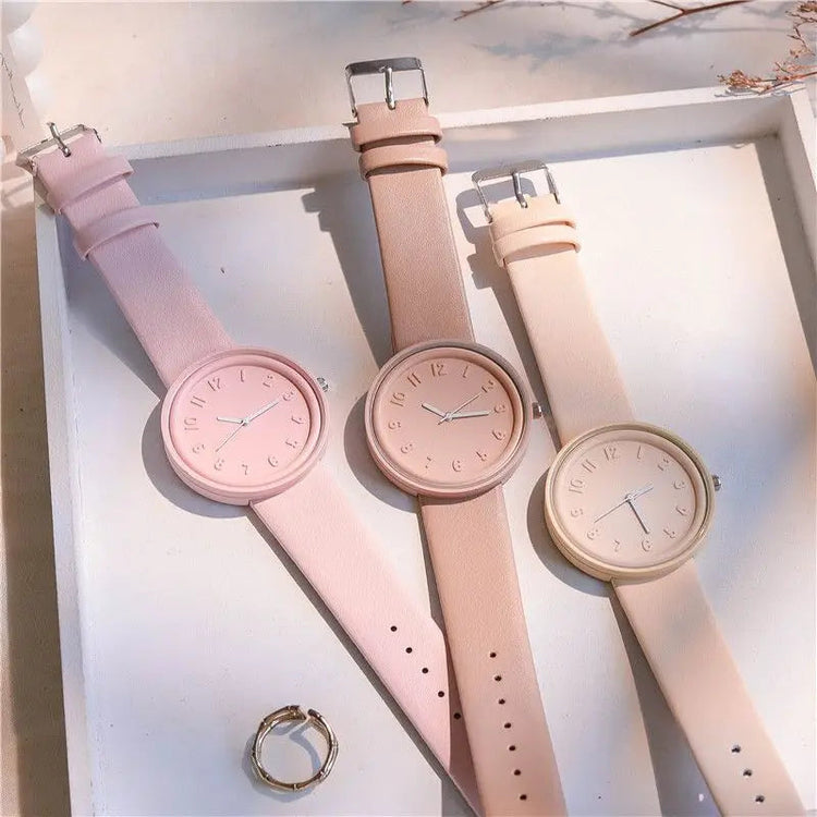 Simple Fashion Makaron Simple Women Watch Ins High Beauty Student uomo e donna Style Round Leisure Vintage orologio da polso al quarzo platinumshop
