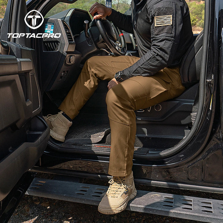 TOPTACPRO Men's Flex Ripstop Water-Resistant Lightweight Stretch Cargo Trousers for EDC Outdoor Work Hiking 8201